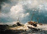 Dutch Wall Art - Ships in a Storm on the Dutch Coast 1854